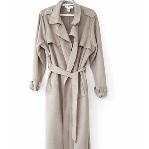 Magaschoni Grey Suede Like Trench Coat